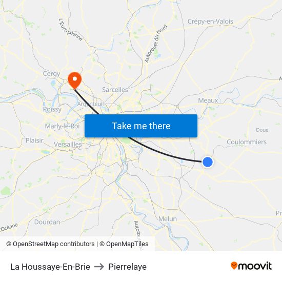 La Houssaye-En-Brie to Pierrelaye map