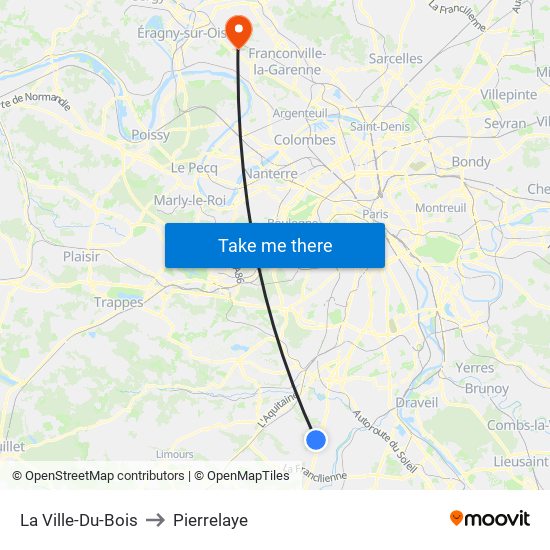 La Ville-Du-Bois to Pierrelaye map