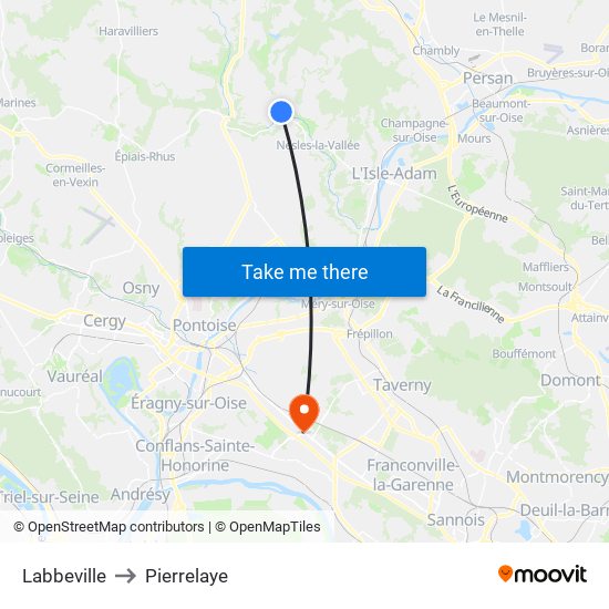 Labbeville to Pierrelaye map