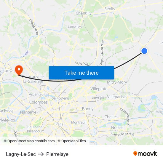 Lagny-Le-Sec to Pierrelaye map