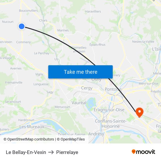 Le Bellay-En-Vexin to Pierrelaye map