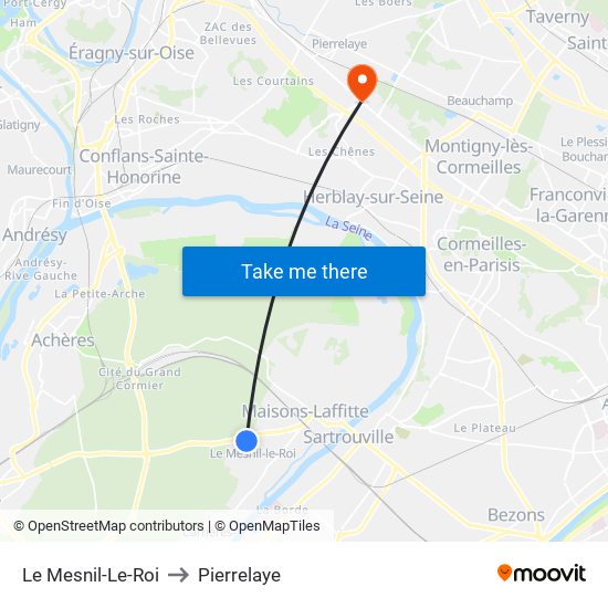 Le Mesnil-Le-Roi to Pierrelaye map