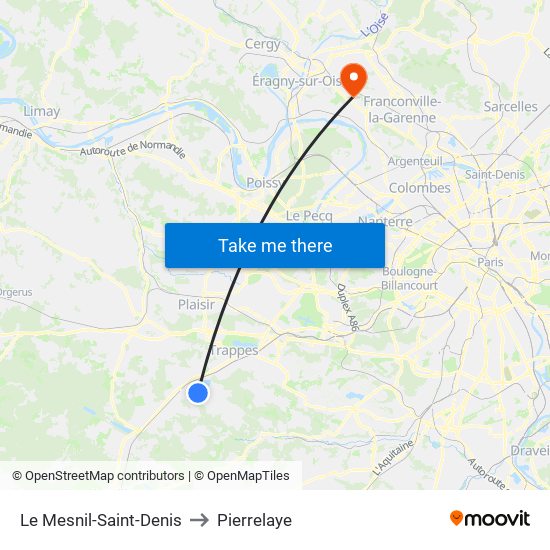 Le Mesnil-Saint-Denis to Pierrelaye map