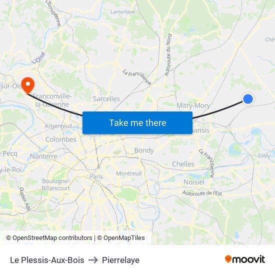 Le Plessis-Aux-Bois to Pierrelaye map