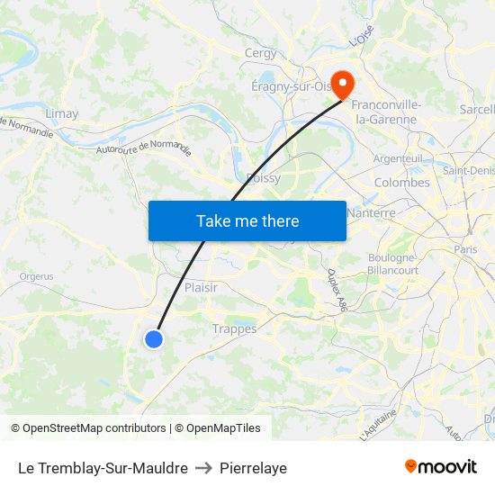 Le Tremblay-Sur-Mauldre to Pierrelaye map