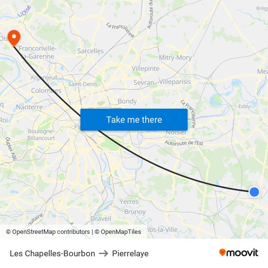 Les Chapelles-Bourbon to Pierrelaye map