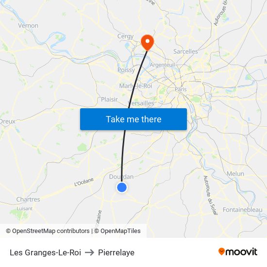 Les Granges-Le-Roi to Pierrelaye map