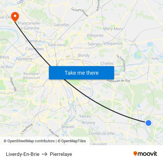 Liverdy-En-Brie to Pierrelaye map