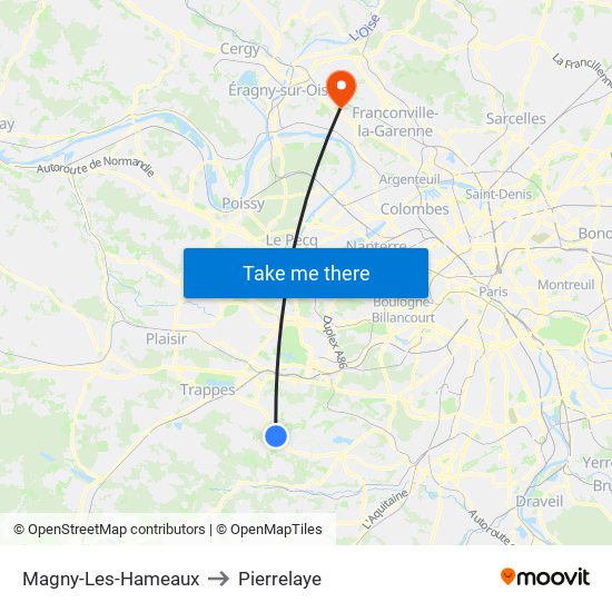 Magny-Les-Hameaux to Pierrelaye map