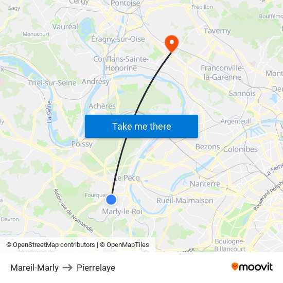 Mareil-Marly to Pierrelaye map