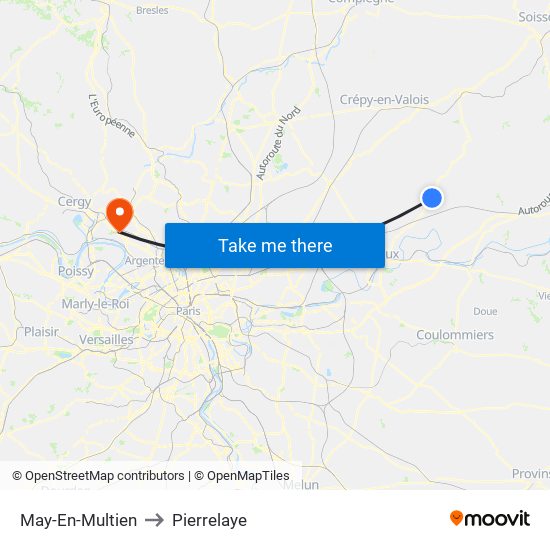 May-En-Multien to Pierrelaye map