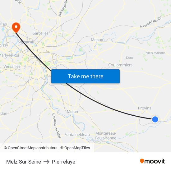 Melz-Sur-Seine to Pierrelaye map