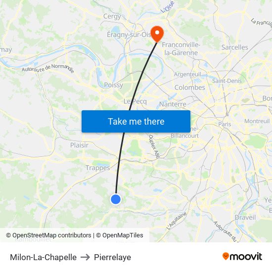 Milon-La-Chapelle to Pierrelaye map