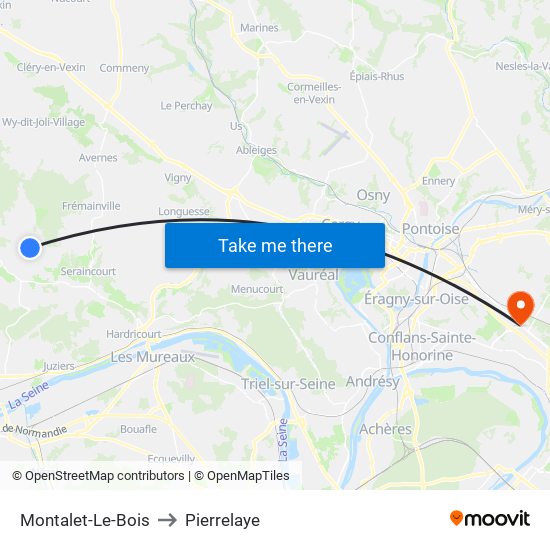 Montalet-Le-Bois to Pierrelaye map