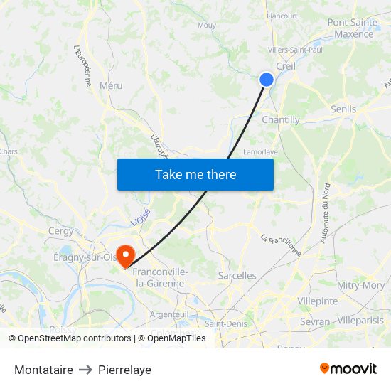 Montataire to Pierrelaye map