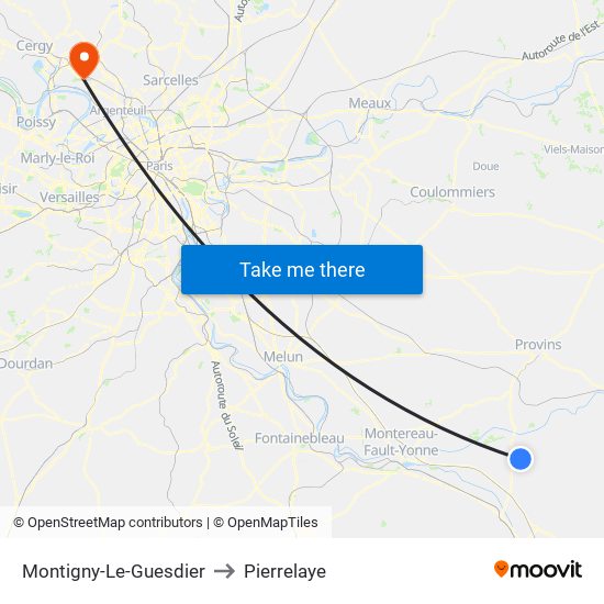 Montigny-Le-Guesdier to Pierrelaye map