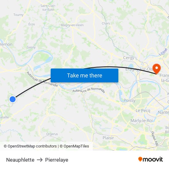 Neauphlette to Pierrelaye map