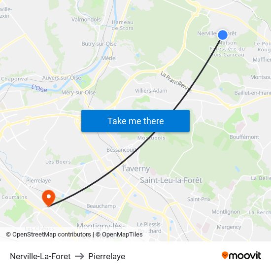 Nerville-La-Foret to Pierrelaye map