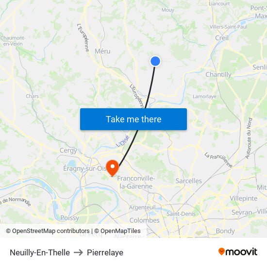 Neuilly-En-Thelle to Pierrelaye map