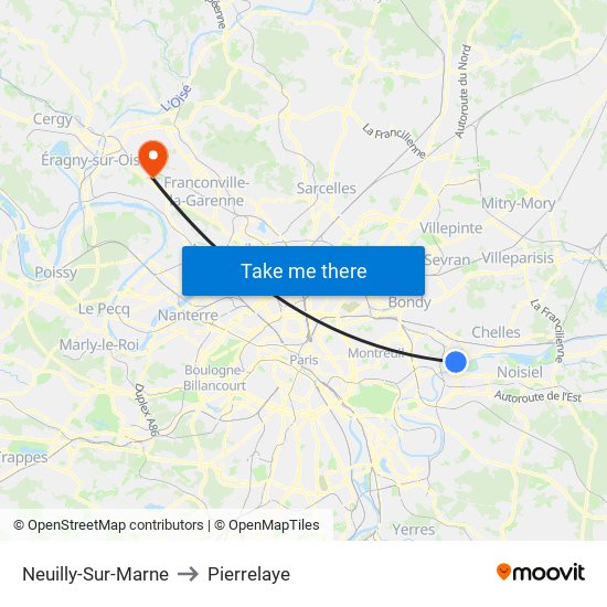 Neuilly-Sur-Marne to Pierrelaye map