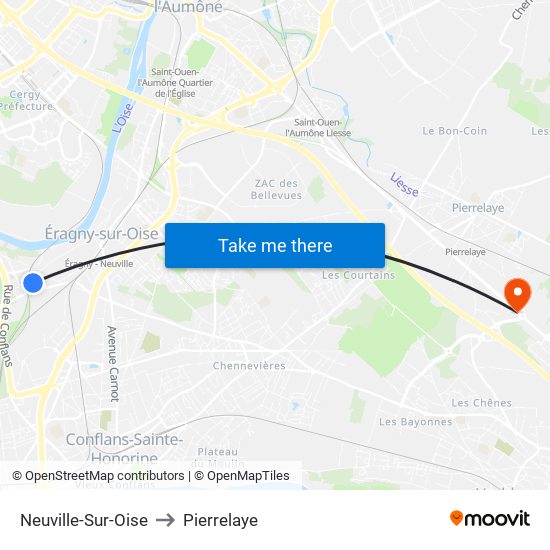 Neuville-Sur-Oise to Pierrelaye map
