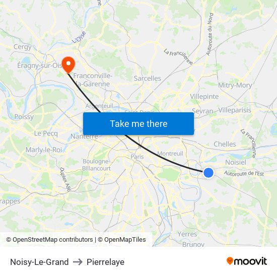 Noisy-Le-Grand to Pierrelaye map