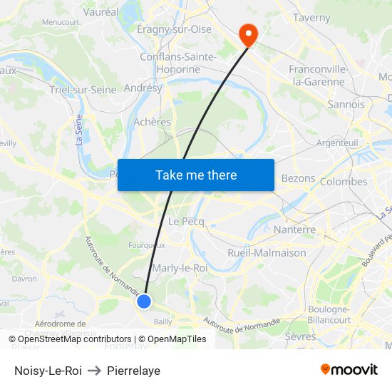 Noisy-Le-Roi to Pierrelaye map