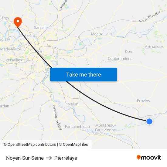 Noyen-Sur-Seine to Pierrelaye map