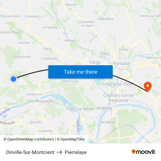 Oinville-Sur-Montcient to Pierrelaye map