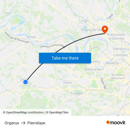 Orgerus to Pierrelaye map