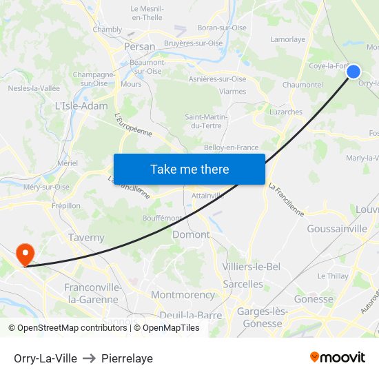 Orry-La-Ville to Pierrelaye map