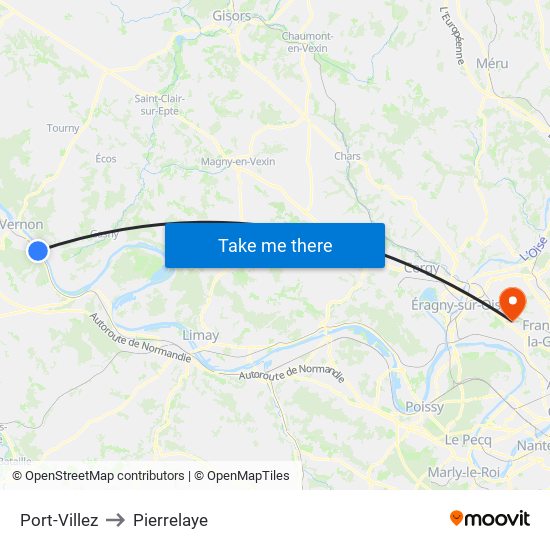 Port-Villez to Pierrelaye map