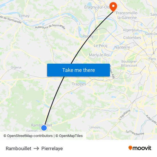 Rambouillet to Pierrelaye map