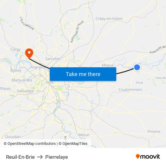 Reuil-En-Brie to Pierrelaye map