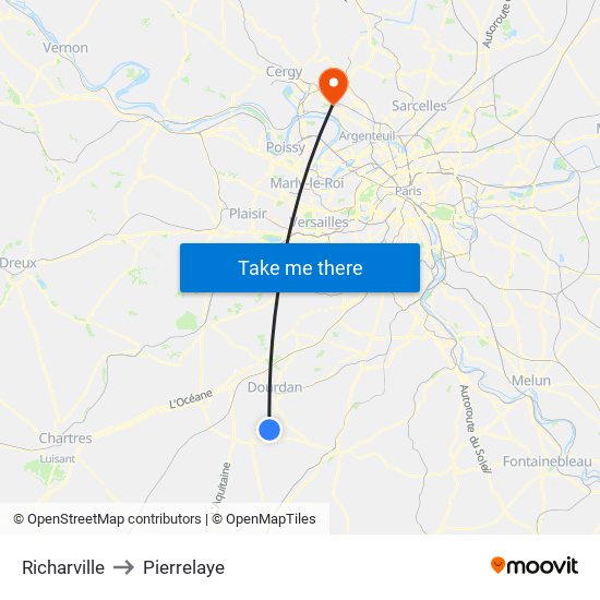 Richarville to Pierrelaye map