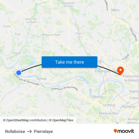 Rolleboise to Pierrelaye map