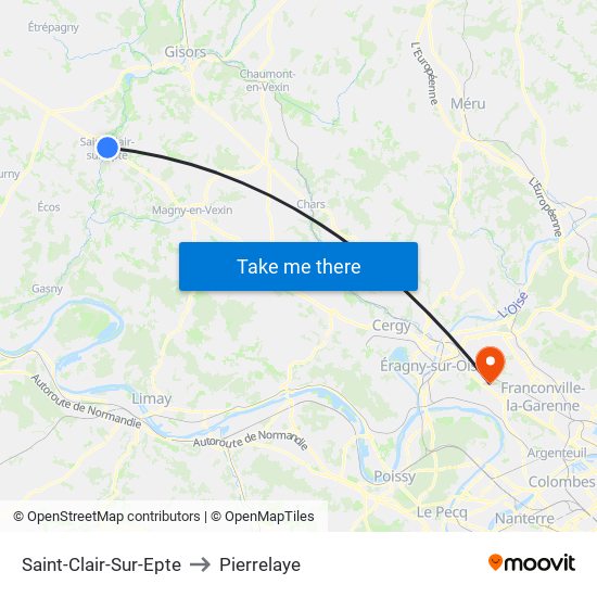 Saint-Clair-Sur-Epte to Pierrelaye map