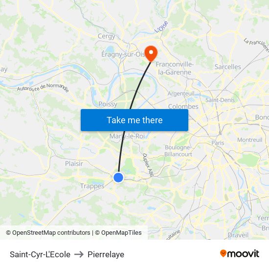 Saint-Cyr-L'Ecole to Pierrelaye map