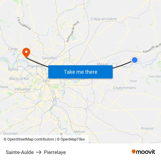 Sainte-Aulde to Pierrelaye map