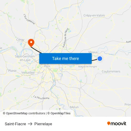 Saint-Fiacre to Pierrelaye map
