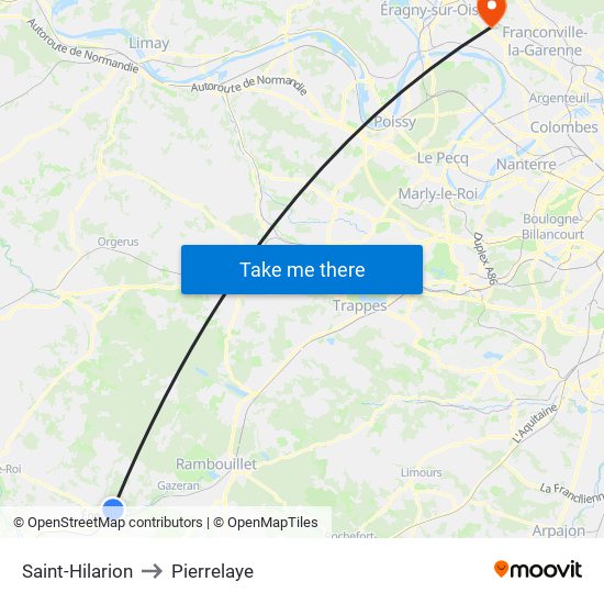 Saint-Hilarion to Pierrelaye map