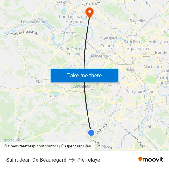 Saint-Jean-De-Beauregard to Pierrelaye map