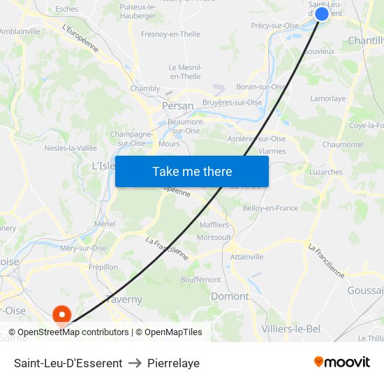 Saint-Leu-D'Esserent to Pierrelaye map