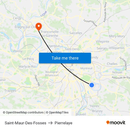Saint-Maur-Des-Fosses to Pierrelaye map
