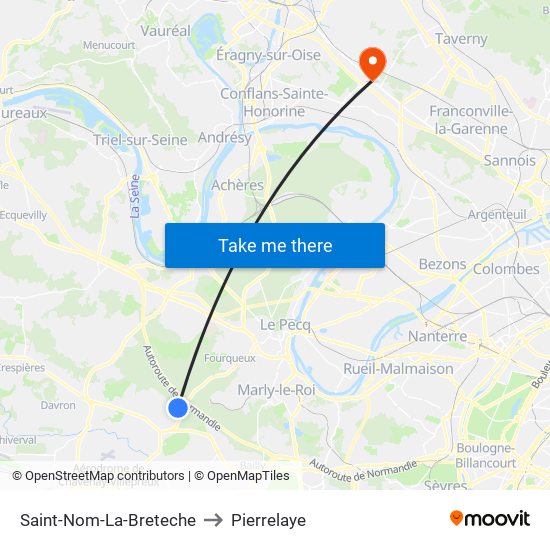 Saint-Nom-La-Breteche to Pierrelaye map