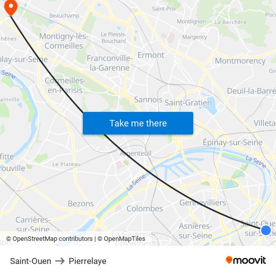 Saint-Ouen to Pierrelaye map