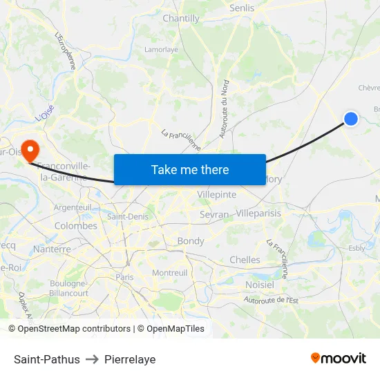 Saint-Pathus to Pierrelaye map