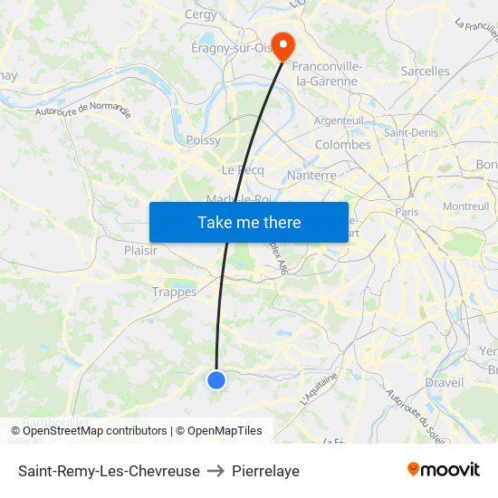 Saint-Remy-Les-Chevreuse to Pierrelaye map
