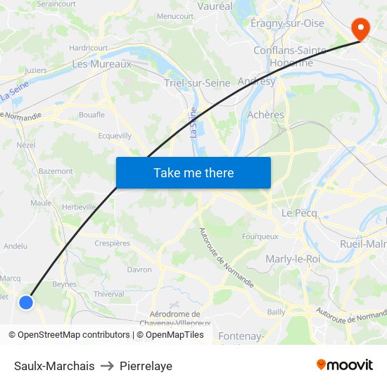 Saulx-Marchais to Pierrelaye map