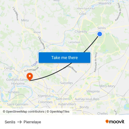 Senlis to Pierrelaye map